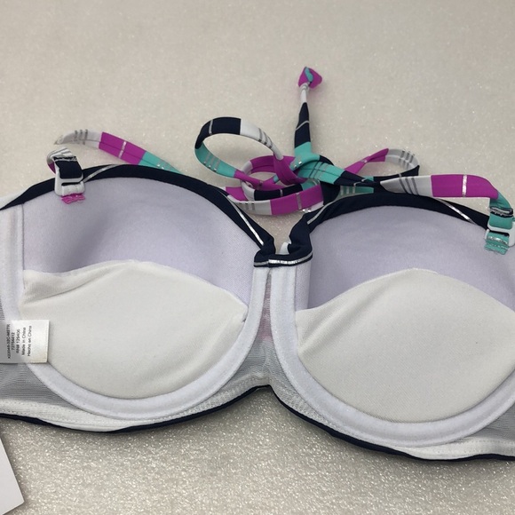 NEW LASCANA Bikini Top Multicolor Striped Halter Push Up Size 32C - Picture 5 of 8